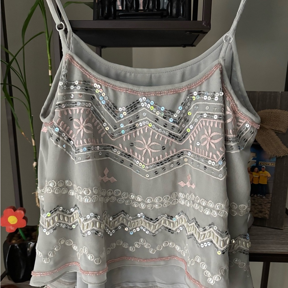 Miss Selfridge Gray Sequin Embellished Camisole